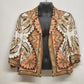 Talbots women's orange paisley floral open front jacket