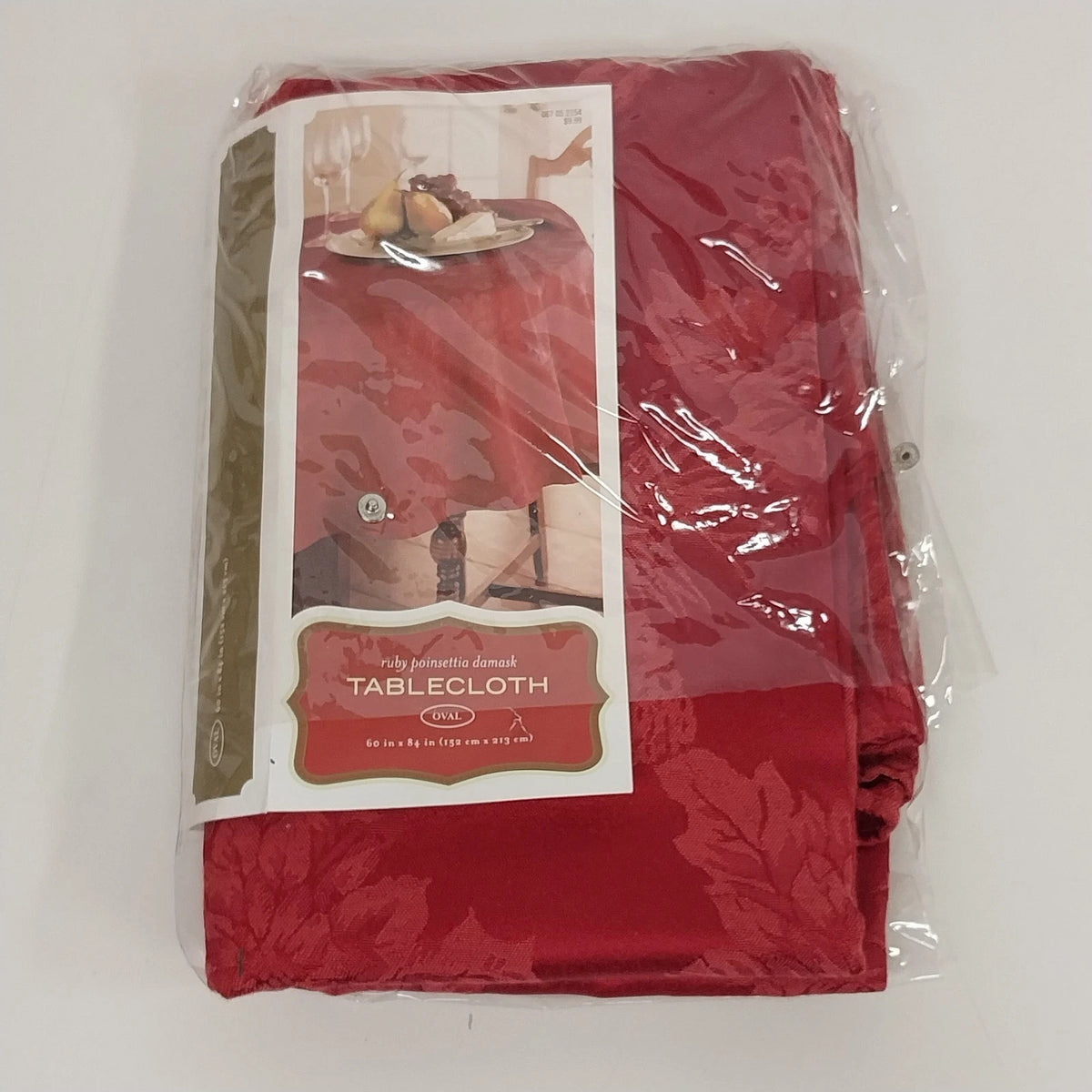 Target Ruby Poinsettia red damask oval tablecloth 60x84