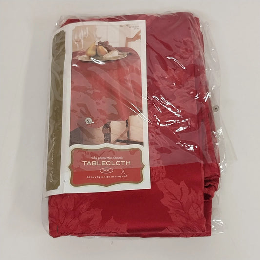Target Ruby Poinsettia red damask oval tablecloth 60x84