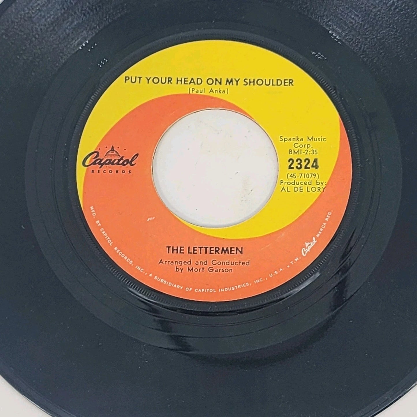 The Lettermen 45RPM vinyl Capitol record single