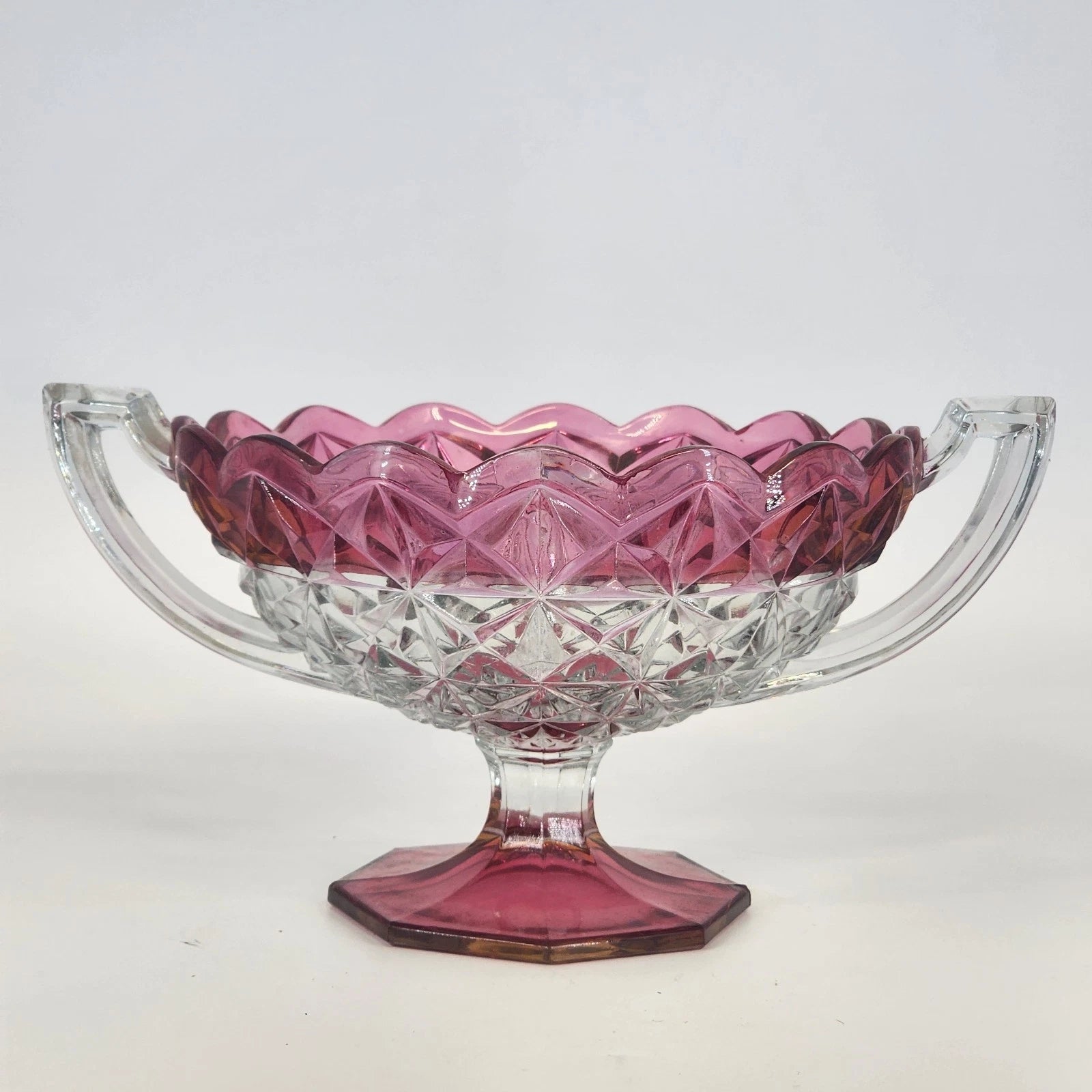 tiffin franciscan cranberry compote two handle pedestal