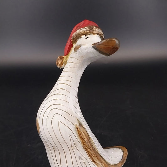 Tii Collections carved wood duck with Santa hat