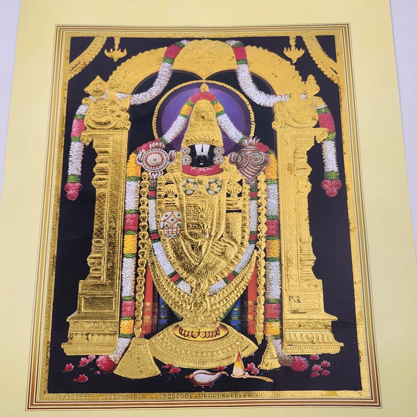 Tirupati Balaji Venkateswara Swamy gold embossed devotional art print