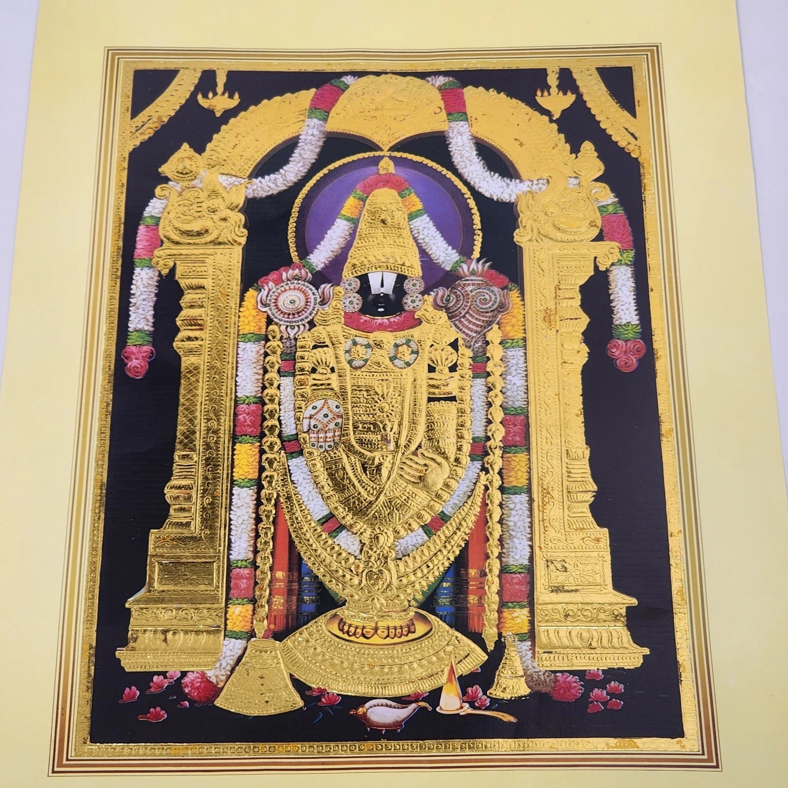 Tirupati Balaji Venkateswara Swamy gold embossed devotional art print