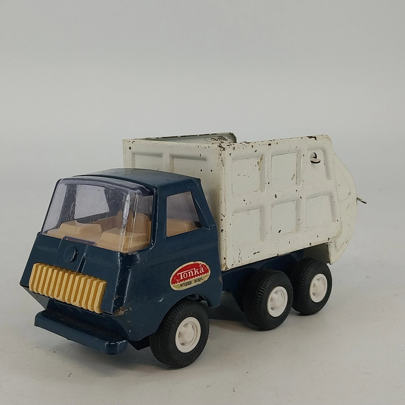 Vintage Tonka Mini blue and white garbage sanitation truck