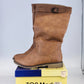 Top Moda tan knee high riding boots with block heel
