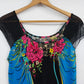 Tropical floral silk blend maxi dress with matching tie belt