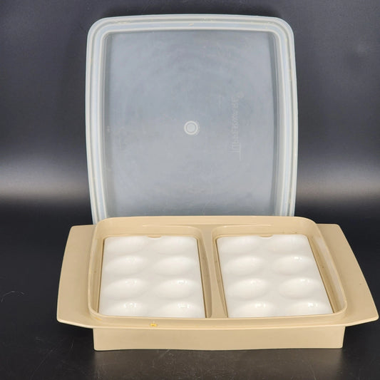 Tupperware 723 2 almond deviled egg keeper container