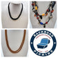Lot of three beaded necklaces with black faceted amber and multicolor beads