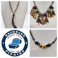 Lot of three beaded chain necklaces with tassel rhinestone and tiger eye