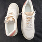 Universal Thread Flora women's white lace up sneakers with pink trim