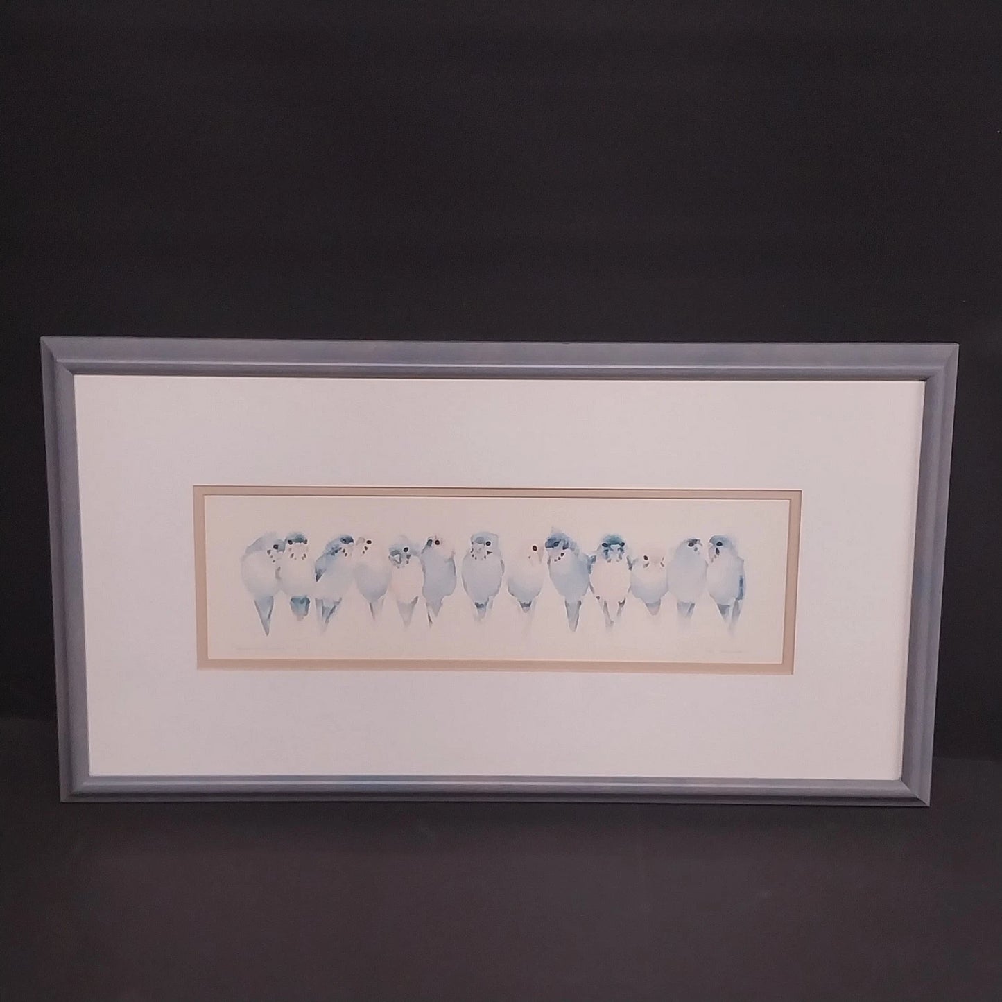 Framed Valerie Pfeiffer Budgies Galore bird watercolor art print