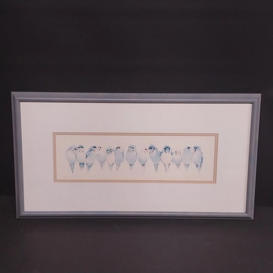 Framed Valerie Pfeiffer Budgies Galore bird watercolor art print