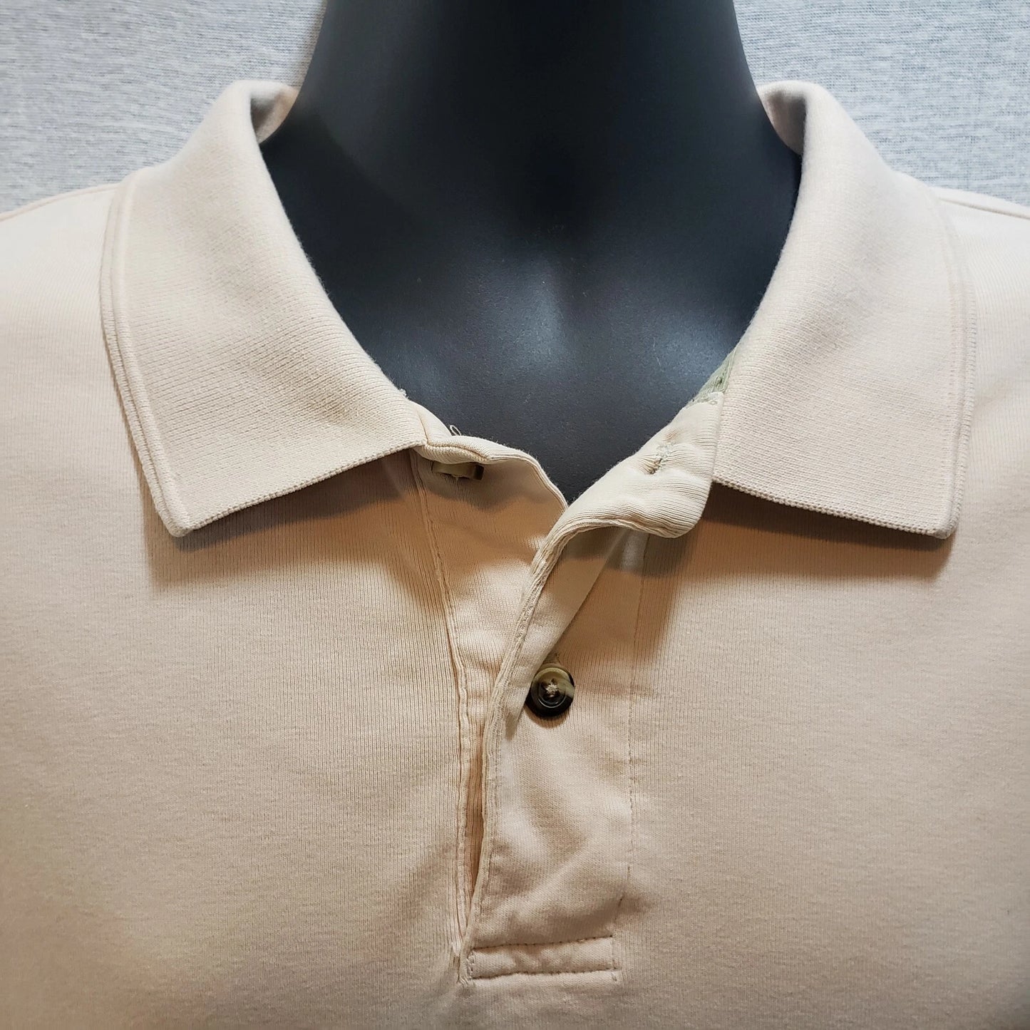 Men’s beige short sleeve cotton polo shirt by Van Heusen