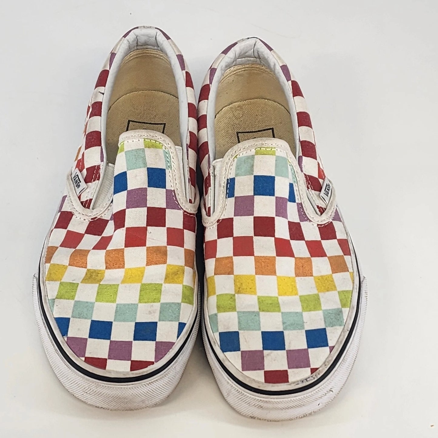 Vans rainbow checkerboard slip-on sneakers