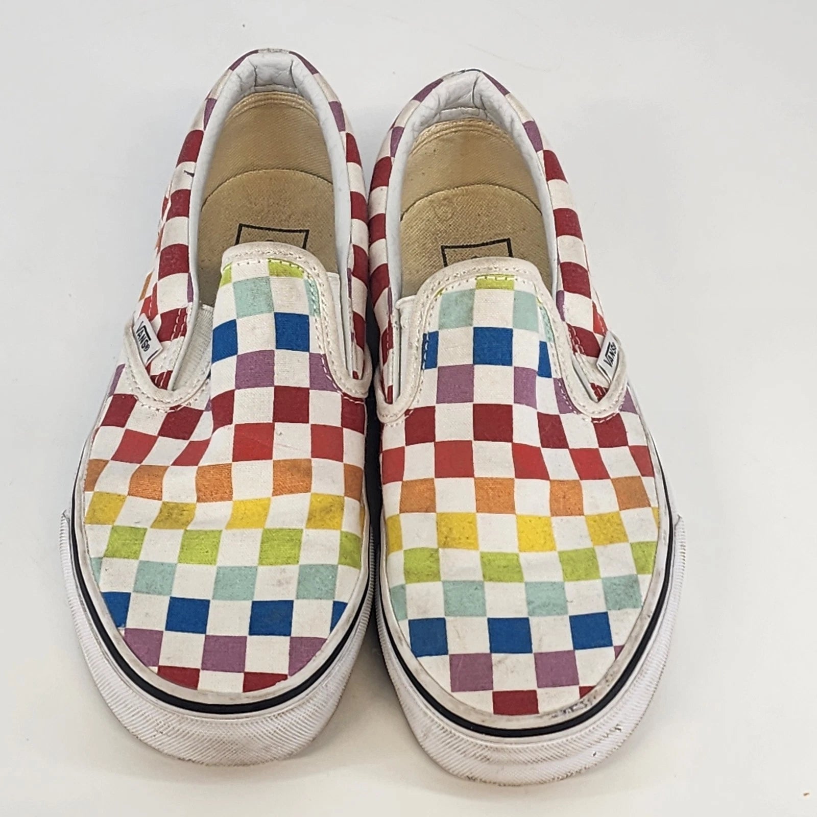 Vans rainbow checkerboard slip-on sneakers