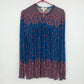 Vintage America Blues women's blue pink geometric boho peasant top