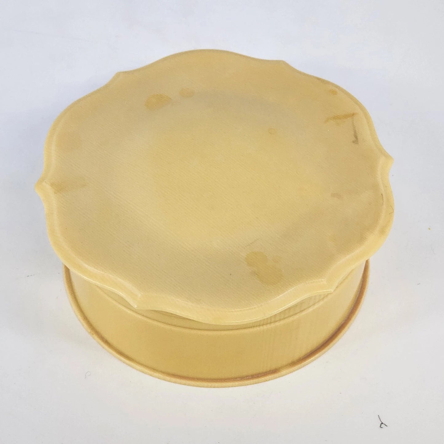 vintage Bakelite yellow powder jar vanity box