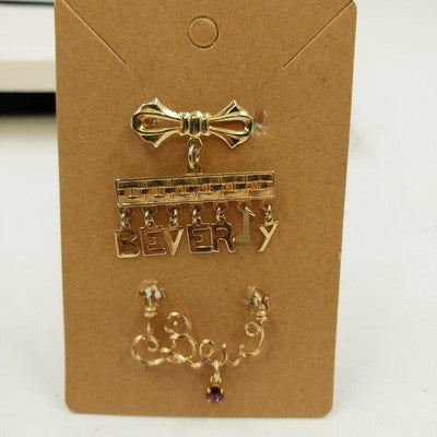 Vintage gold tone Beverly brooch and Bev name pendant jewelry