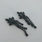 Vintage black crystal cluster dangle earrings with gunmetal finish
