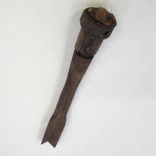 Vintage 1 inch forged steel corner mortise chisel with wood handle