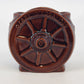Vintage Frankoma Wagon Wheel 94B brown open sugar bowl with commemorative Ozark Niroga 1988 design