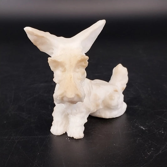 Vintage hand carved white stone Scottish Terrier Scotty dog figurine