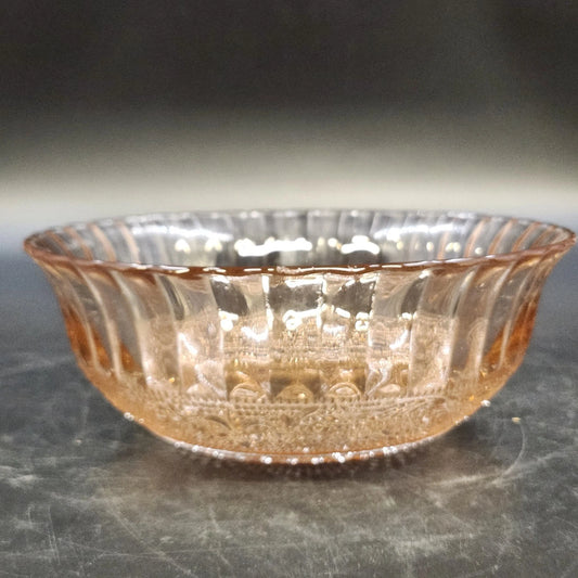 Vintage 7-inch pink pressed glass bowl with Tiara Sandwich pattern