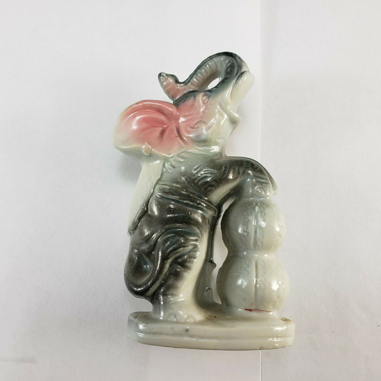 Vintage 1950s Japan gray pink ceramic elephant figurine