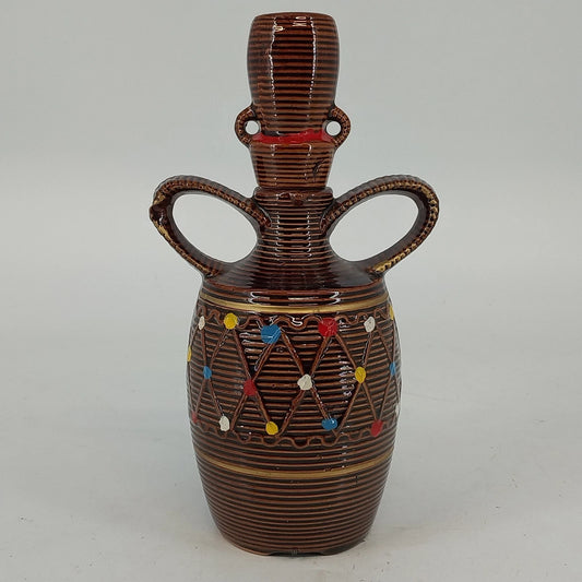 Hand painted Japanese ceramic rickshaw decanter with stopper