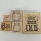 Vintage wooden rubber stamps with kitchen and baking designs