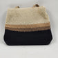 Vintage Liz Claiborne cream crochet shoulder bag with zip top and single strap