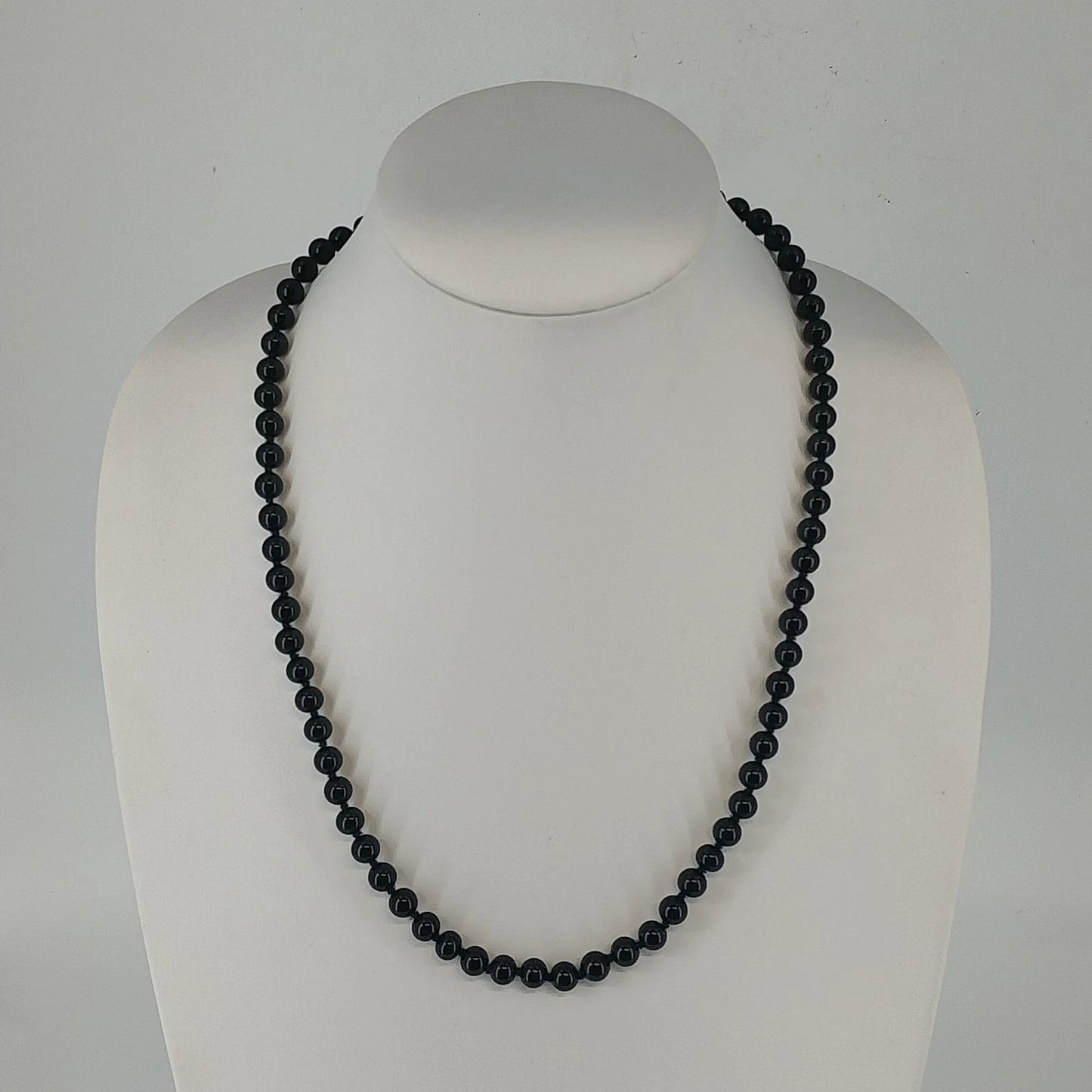 Signed Monet black faceted bead necklace with hook clasp 24 inches