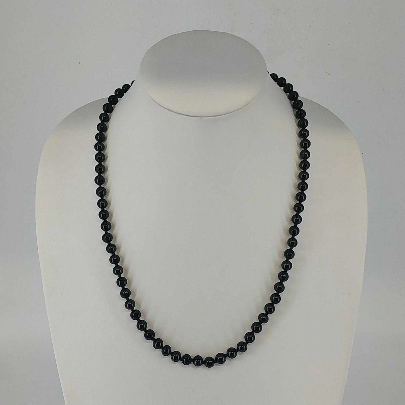 Signed Monet black faceted bead necklace with hook clasp 24 inches