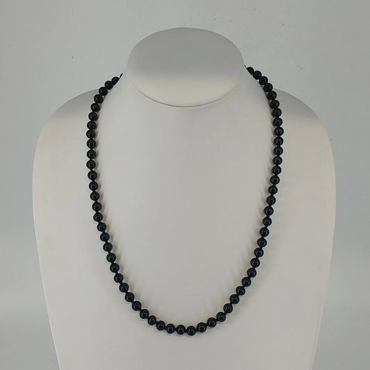 Signed Monet black faceted bead necklace with hook clasp 24 inches