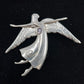 Vintage pewter angel brooch pendant with February amethyst birthstone