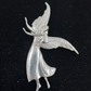 Vintage pewter angel brooch pendant with April diamond crystal birthstone