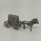 Vintage pewter horse drawn buggy carriage miniature figurine