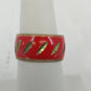 Vintage red enamel gold tone statement ring size 7