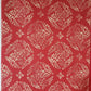 Vintage red table runner with off white stamped pattern