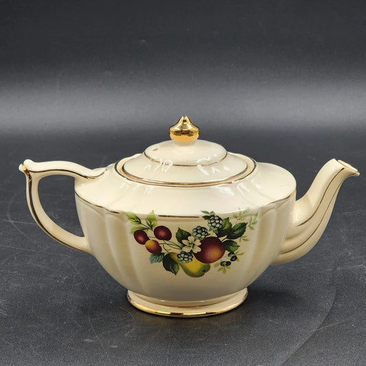 Vintage Sadler Fruit Garland teapot with fruit and gold trim