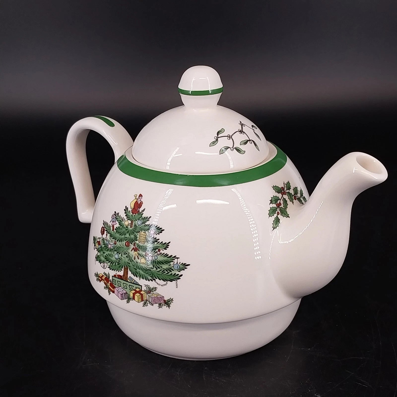Vintage Spode Christmas Tree stoneware teapot with matching lid made in England