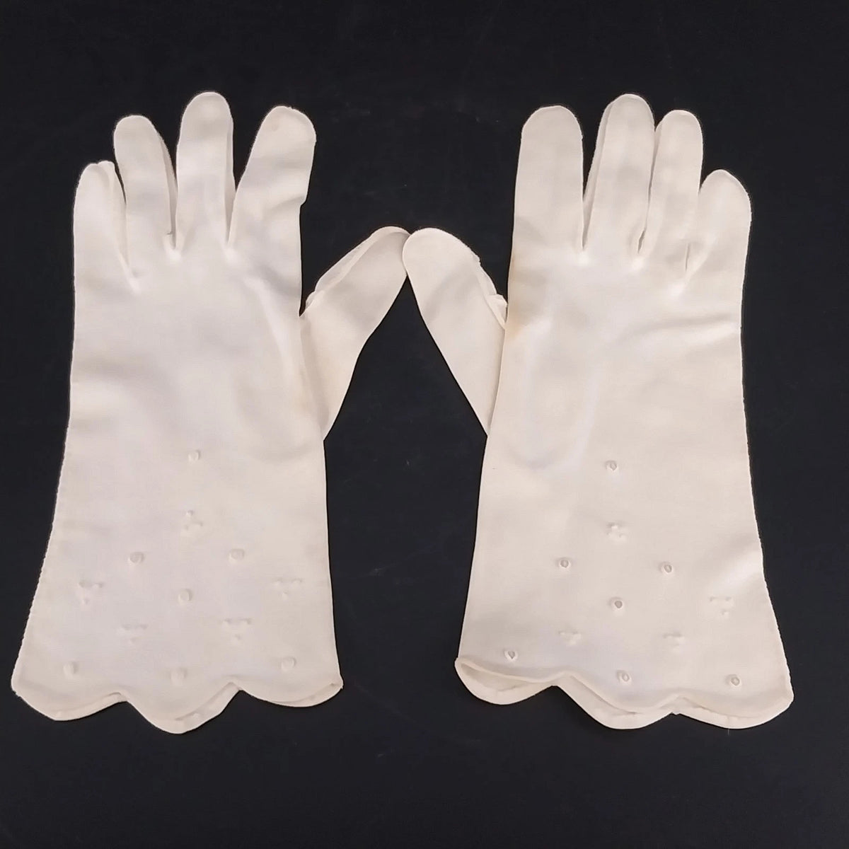 Vintage women's white tea length formal dress gloves