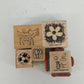 Vintage wood mounted rubber stamps with nature and floral designs
