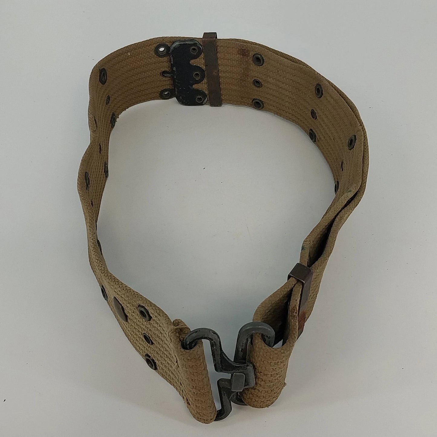 Original WWII US Army M1936 khaki cotton web pistol belt military field gear