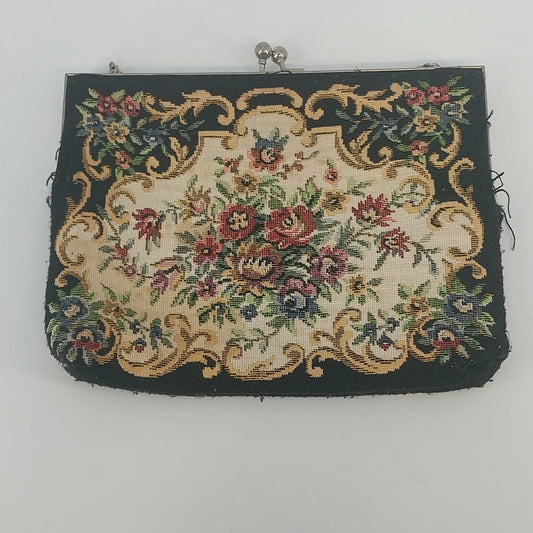Walborg floral tapestry kiss lock clutch purse
