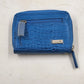 WalletBe blue snakeskin textured compact wallet with zip coin pocket and card organizer