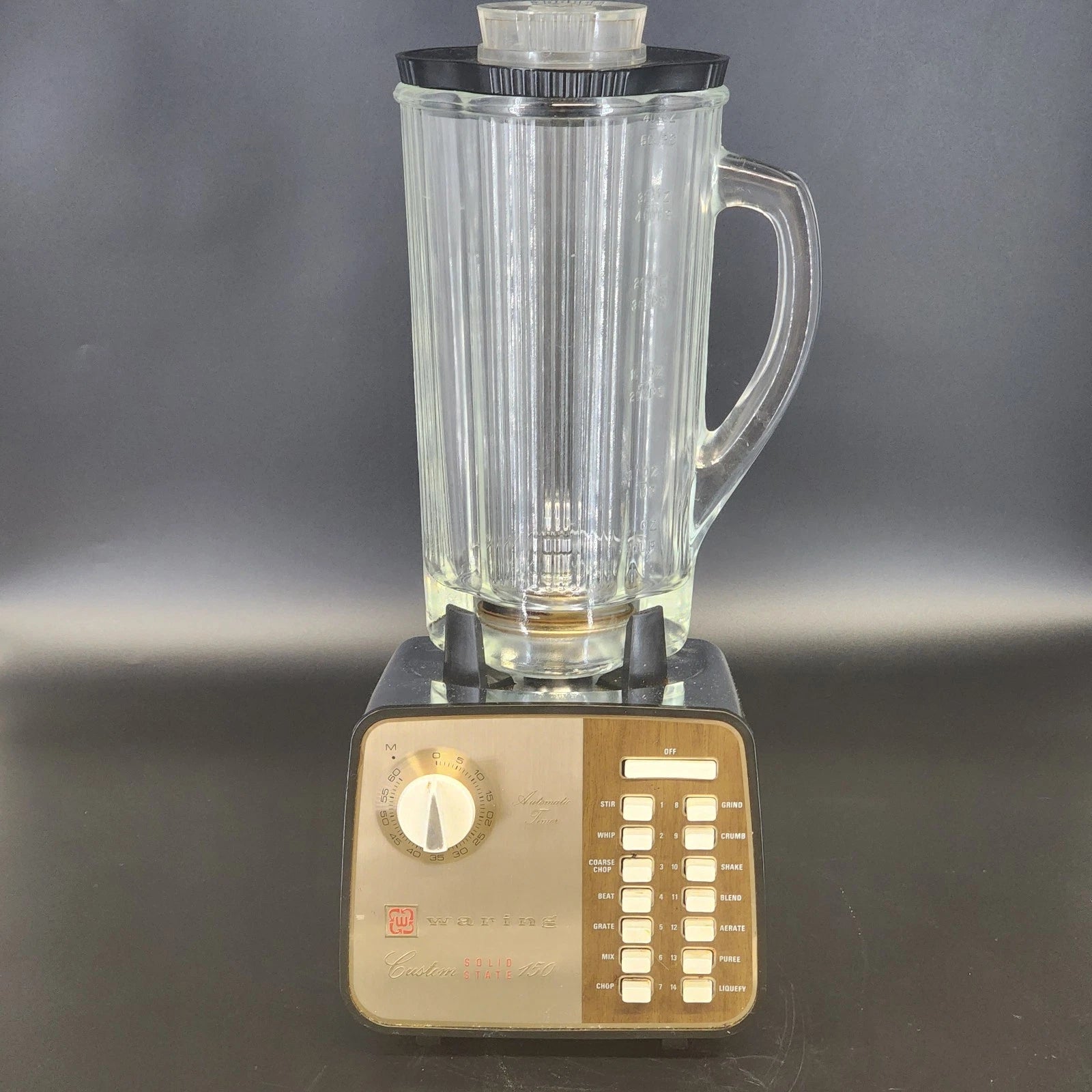 Vintage Waring Custom 1209 blender with clover leaf glass jar and auto timer
