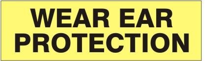 Wear Eye Protection safety decal made of pressure-sensitive adhesive vinyl, measuring 2.75 x 9 inches.
