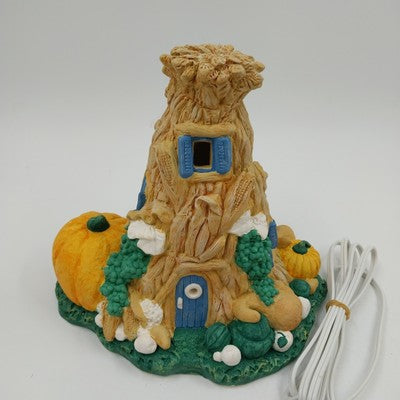 8 inch Wee Crafts ceramic cornstalk house figurine for autumn and Thanksgiving decor